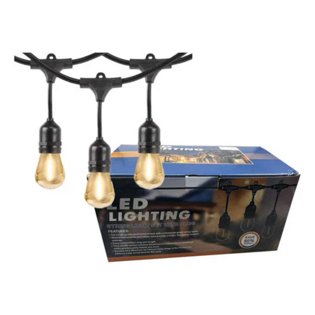 Guirnalda Terraza Patio Ampolletas Incluidas Soquetes 10 Mtr