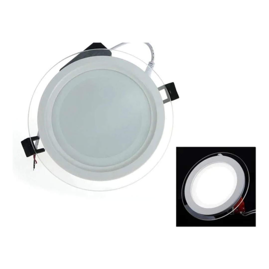 Foco Led Panel Cristal 6w Embutido Plafón Luz Frío