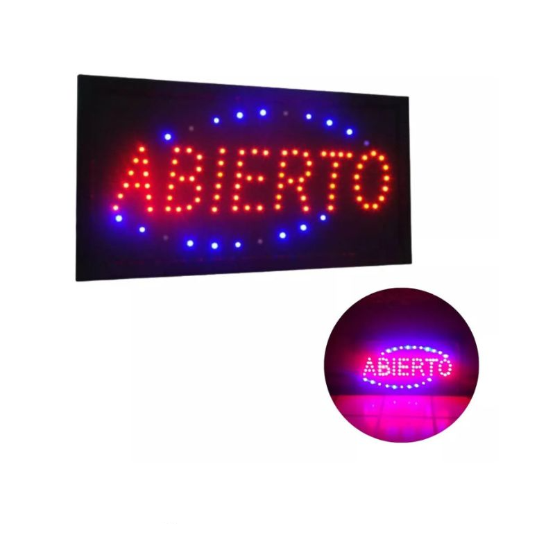 Letrero Led Luminoso Aviso Abierto
