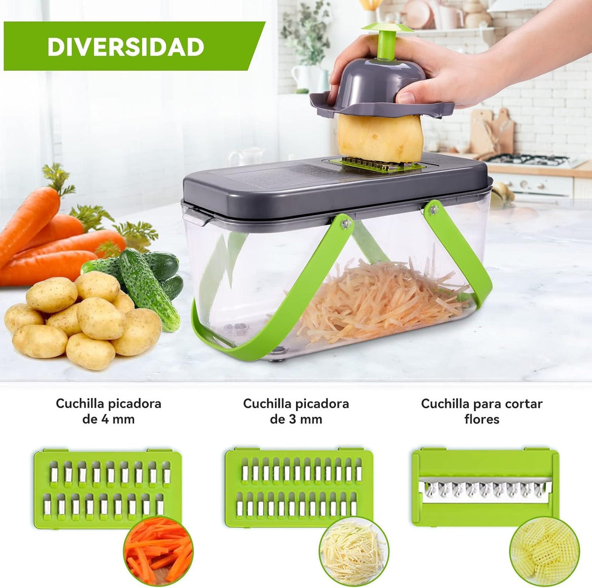 Picador Cortador Rallador De Verduras Y Frutas Multiuso