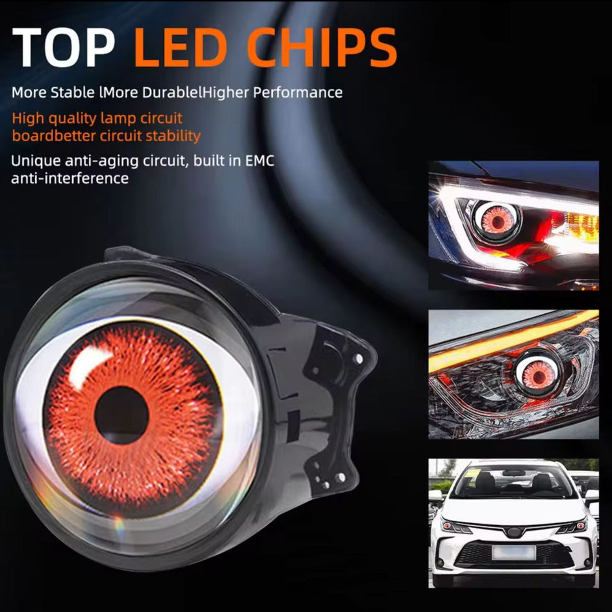 Faros Para Auto Ojos Diabolicos Focos Para Auto Con Control Negro