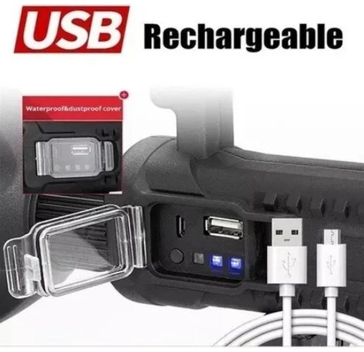 Foco Linterna Led Largo Alcance 600 Metros + Usb + Trípode