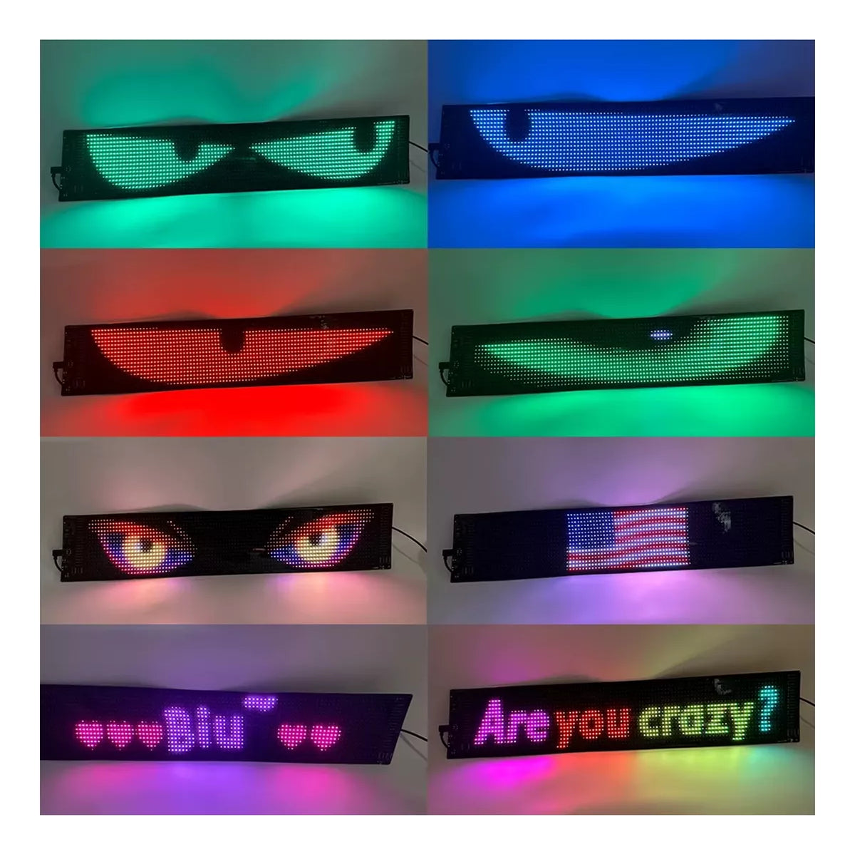 Letrero Led Flexible Programable Usb Para Auto 12x59 Cm