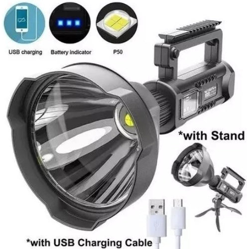 Foco Linterna Led Largo Alcance 600 Metros + Usb + Trípode