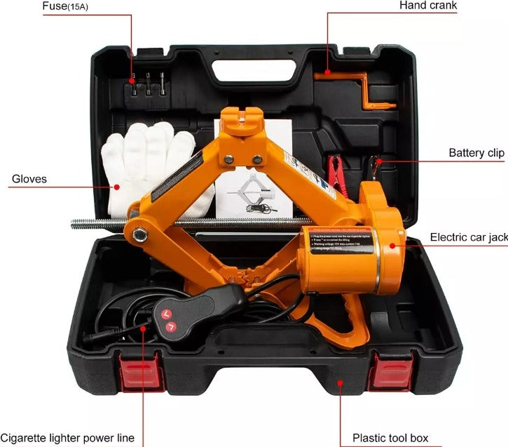Caja Gata Eléctrica Para Vehículos 12v 2t Auto + Fusible