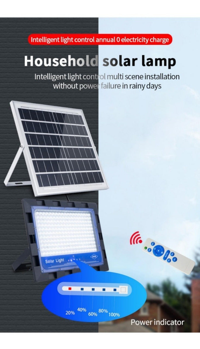 Foco Solar 100w + Panel Solar Y Control Remoto