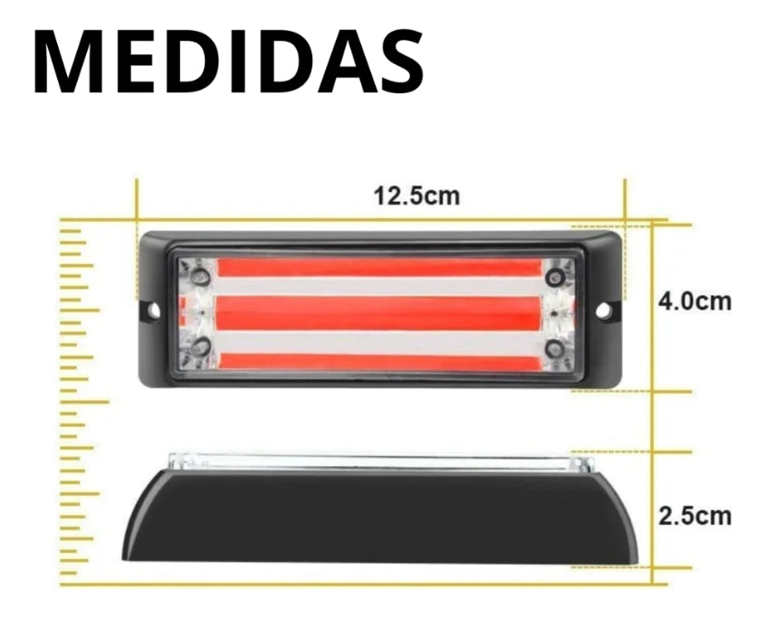 Luz Led Cob Estroboscópica Rojo Coche Camion 12v-24v