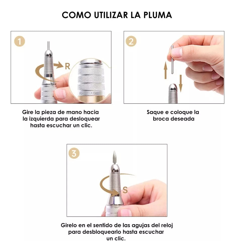 Torno Uña Manicure 45000rpm Para Acrílica Y Gel