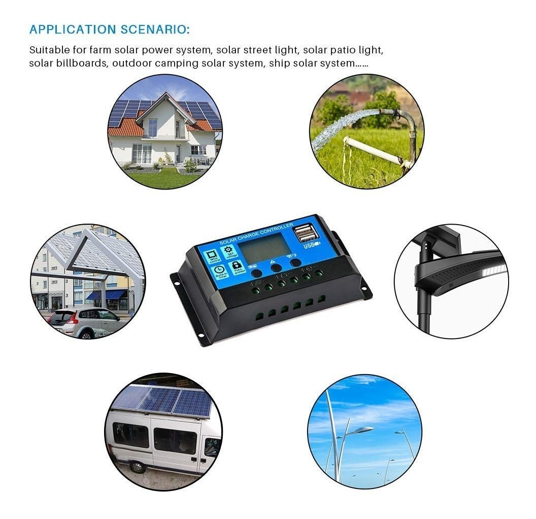 Regulador De Carga Solar Digital 12v 24v 20a
