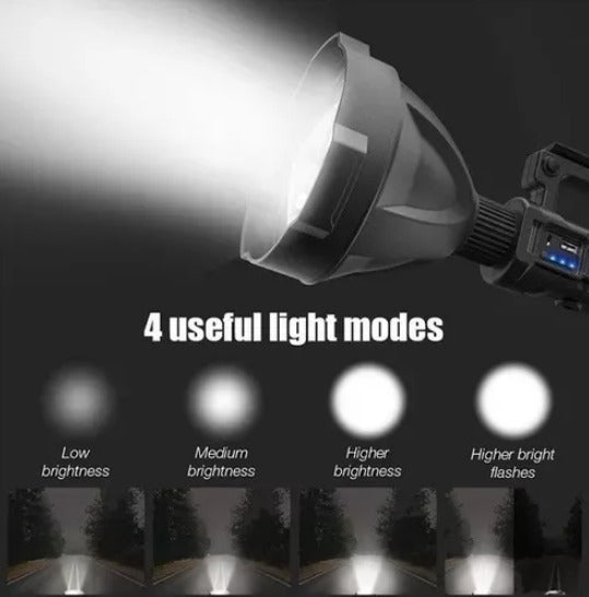 Foco Linterna Led Largo Alcance 600 Metros + Usb + Trípode