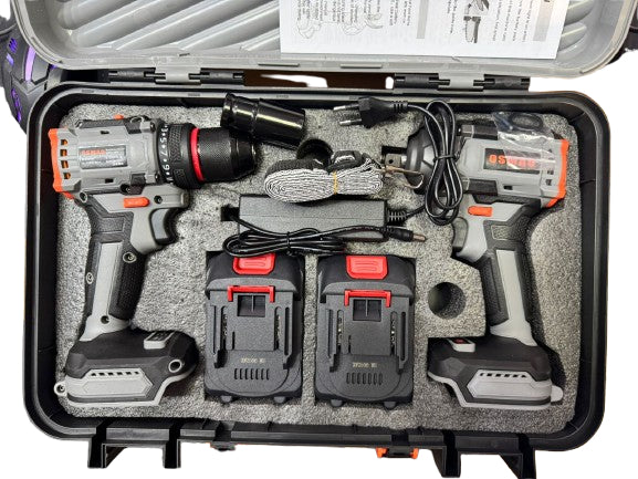 Kit Llave De Llave De Impacto + Taladro 98v Osmao Negro