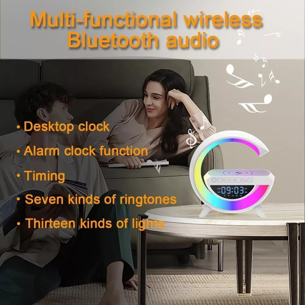 Lámpara Inteligente De Mesa Luces Bluetooth Cargador Reloj
