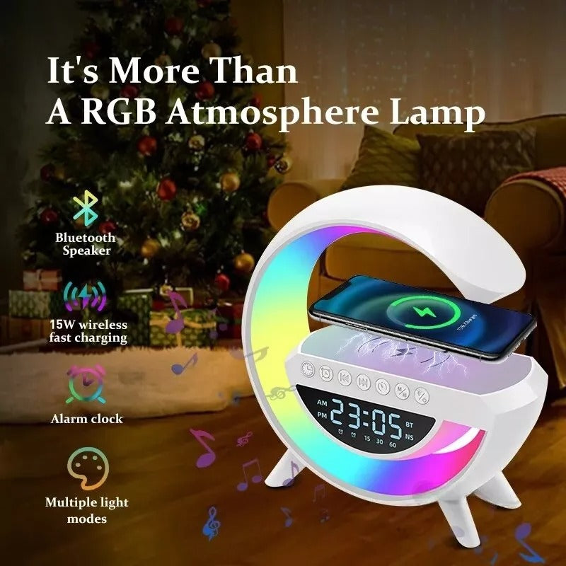 Lámpara Inteligente De Mesa Luces Bluetooth Cargador Reloj