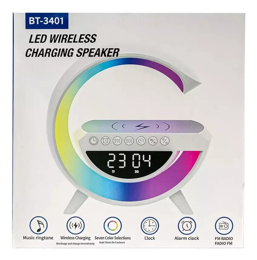 Lámpara Inteligente De Mesa Luces Bluetooth Cargador Reloj