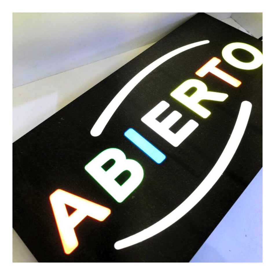 Letrero Led Luminoso Abierto Multicolor