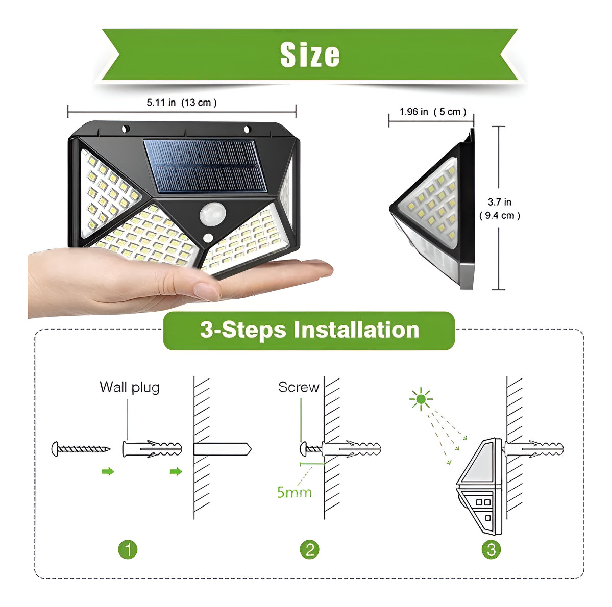 Lampara Solar Exterior 100 Led Con Sensor De Movimiento