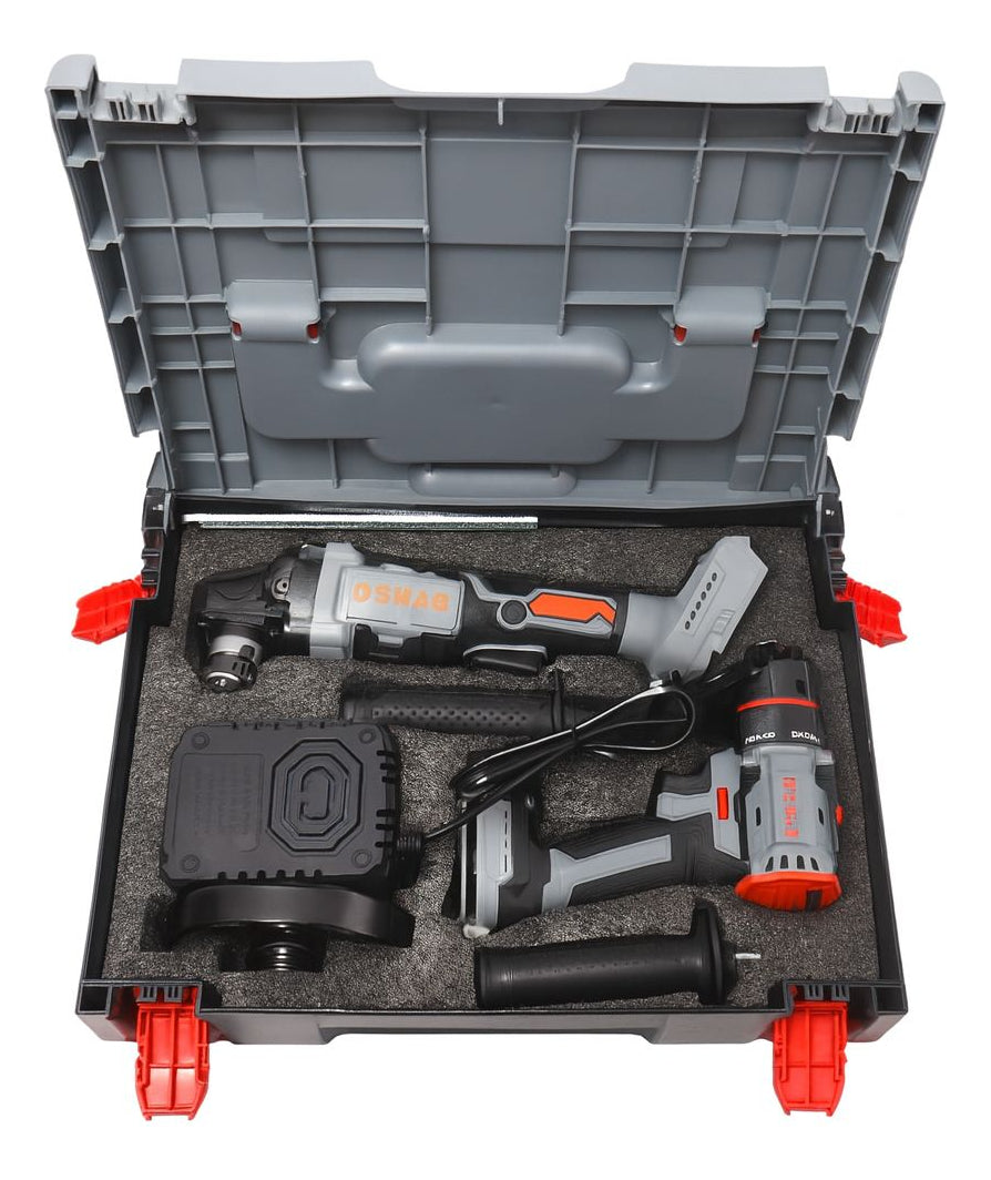 Kit 4pcs Llave De Impacto Taladro Rotomartillo Esmeril Osmao Gris Oscuro 50hz