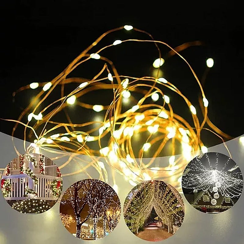 Luces Guirnalda Solar 200 Led Calidas 20 Metro
