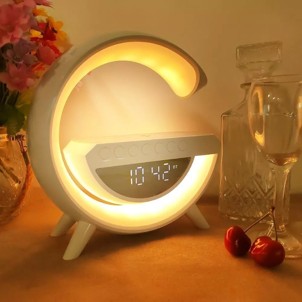 Lámpara Inteligente De Mesa Luces Bluetooth Cargador Reloj