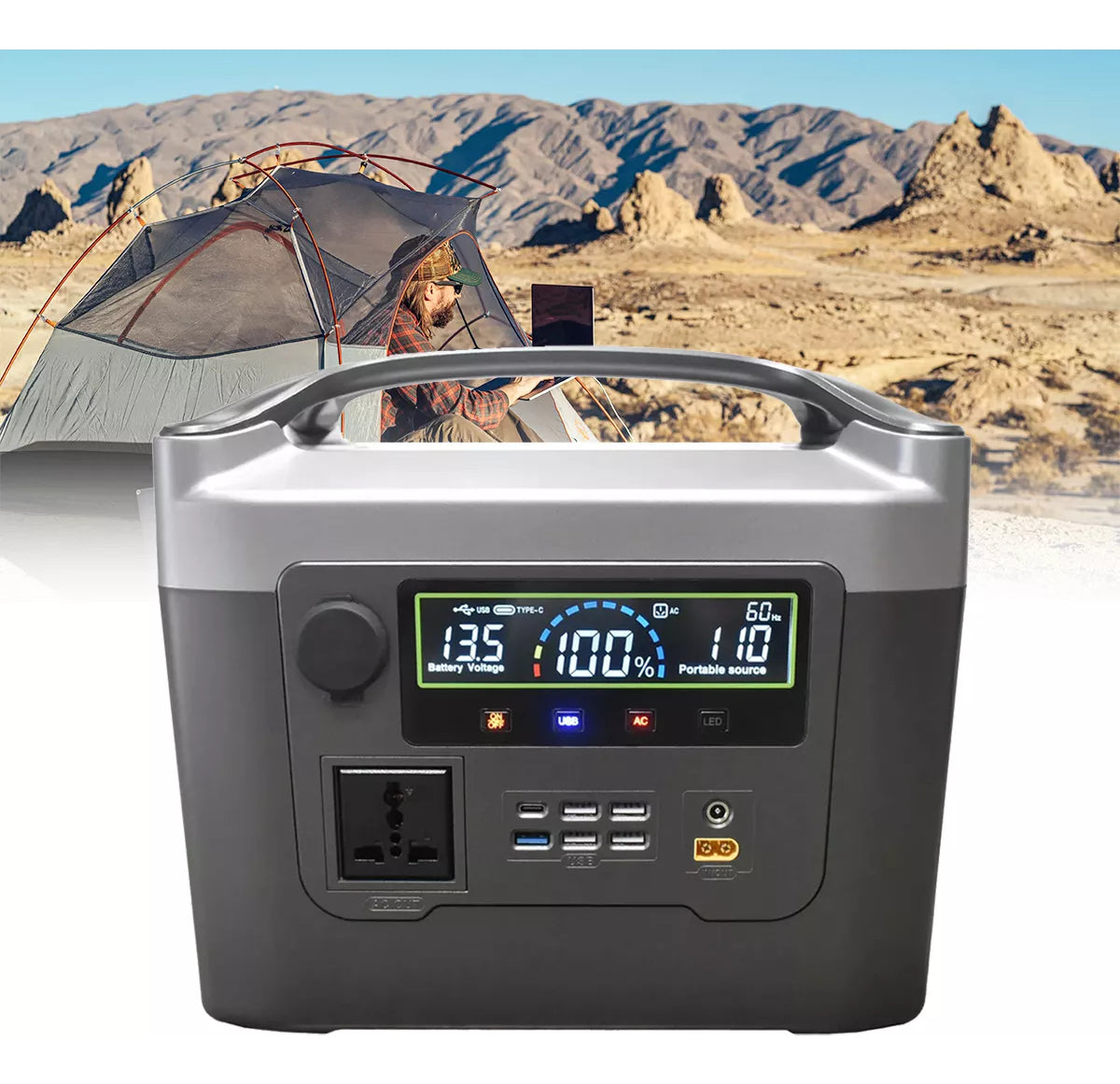 Generador De Energía Portátil Eléctrico Solar 1000w Brand