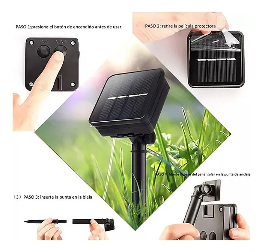 Luces Guirnalda Solar 200 Led Calidas 20 Metro