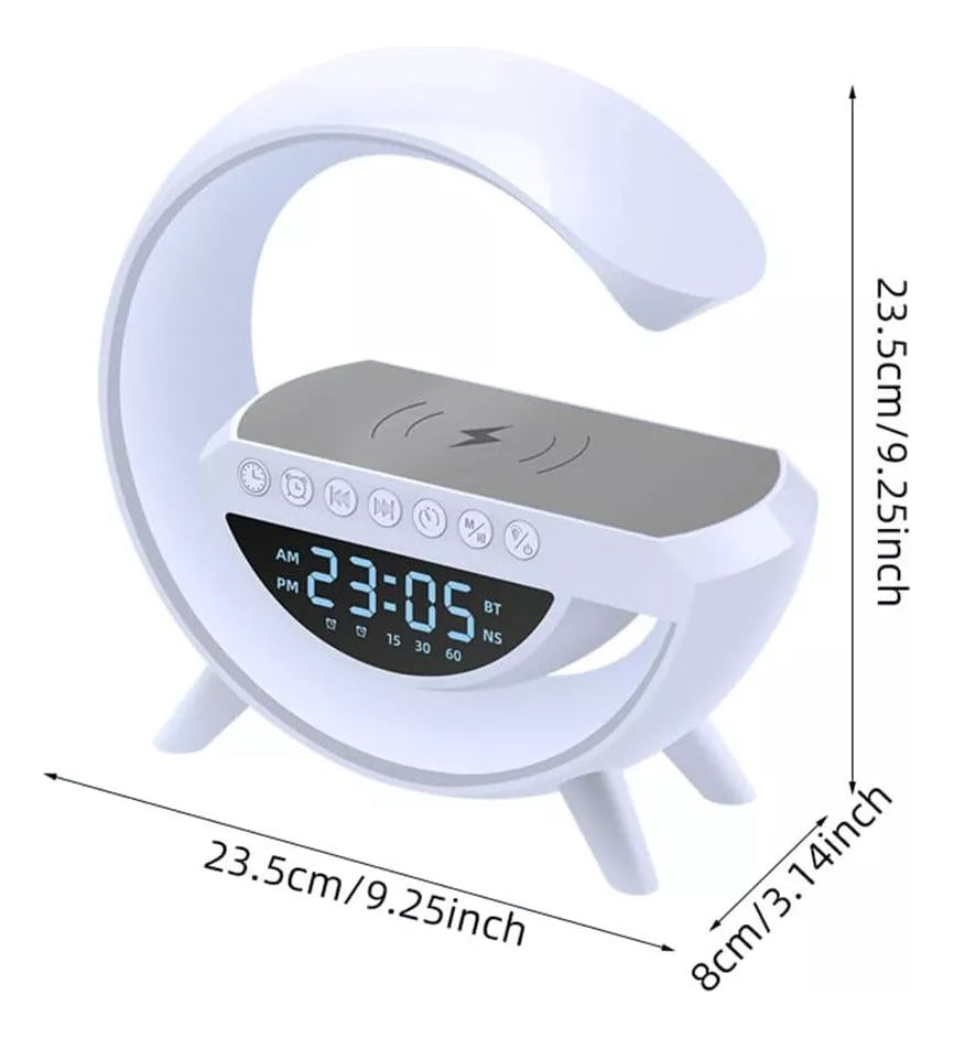 Lámpara Inteligente De Mesa Luces Bluetooth Cargador Reloj