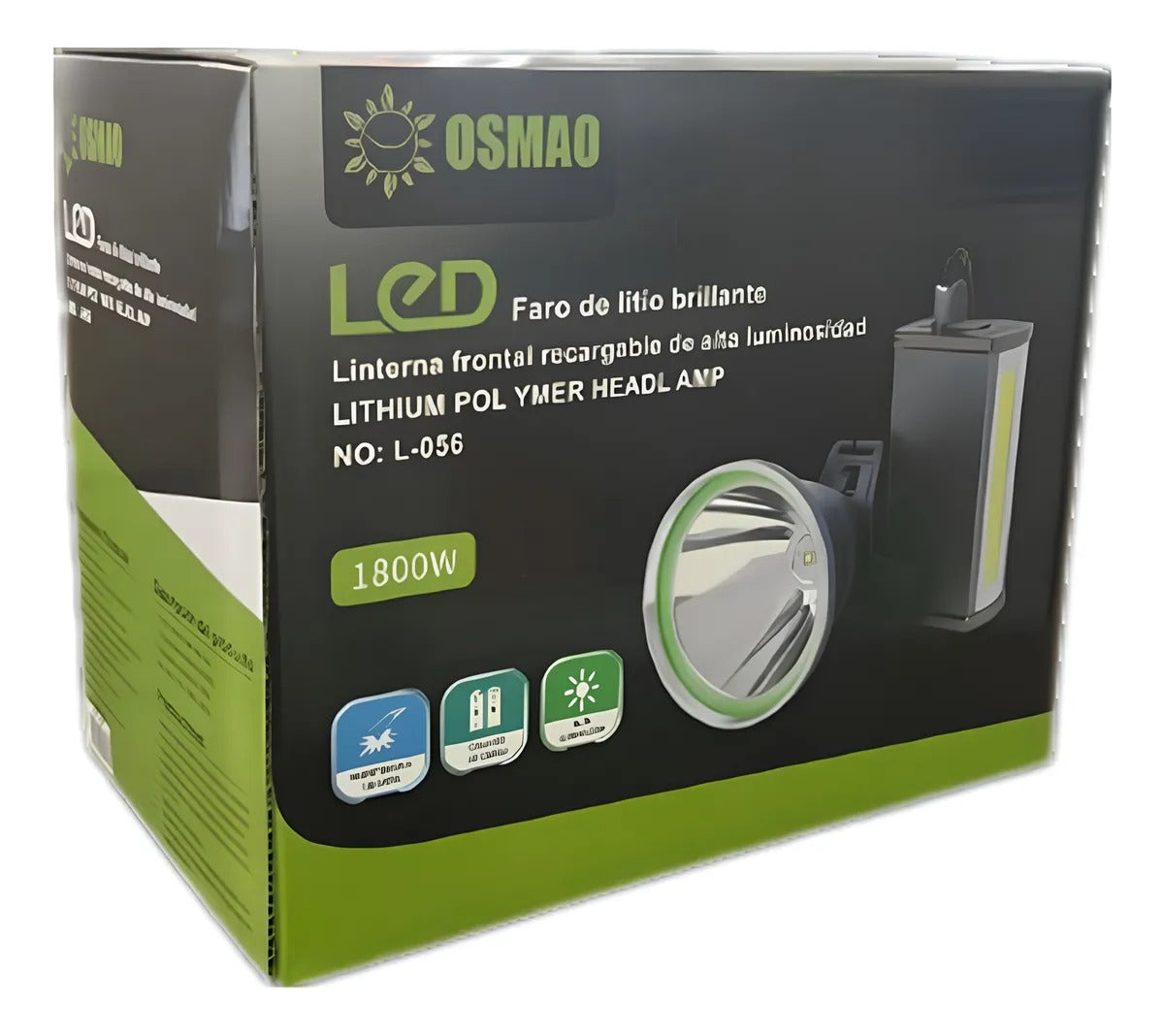 Foco Led Caza 1800w Largo Alcance Linterna Minera Rojo Negro