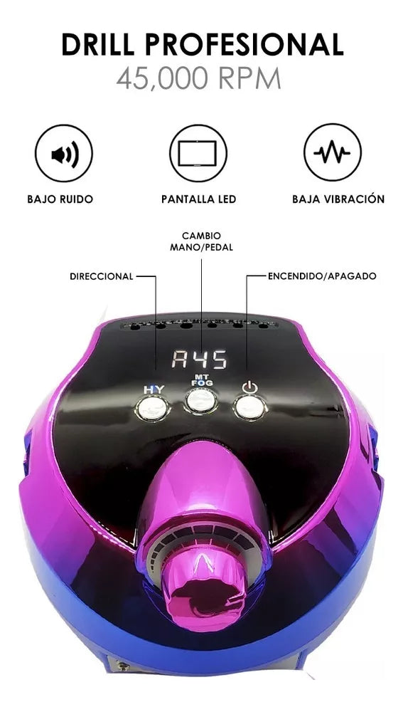 Torno Uña Manicure 45000rpm Para Acrílica Y Gel
