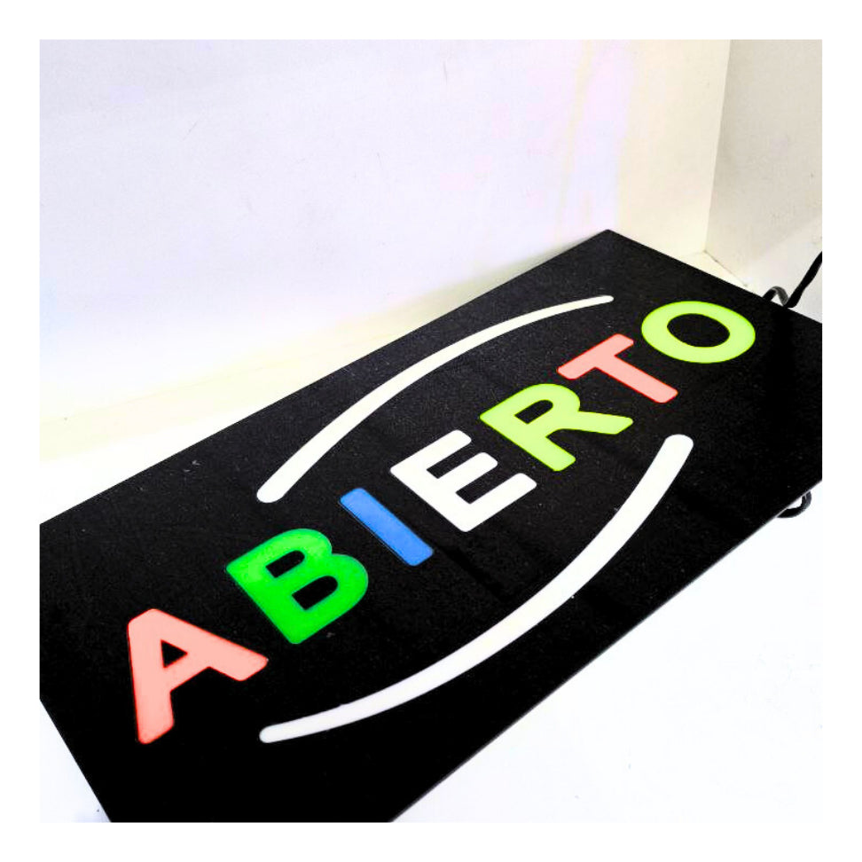 Letrero Led Luminoso Abierto Multicolor