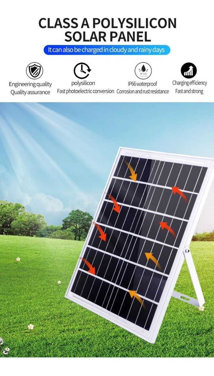 Foco Solar 100w + Panel Solar Y Control Remoto