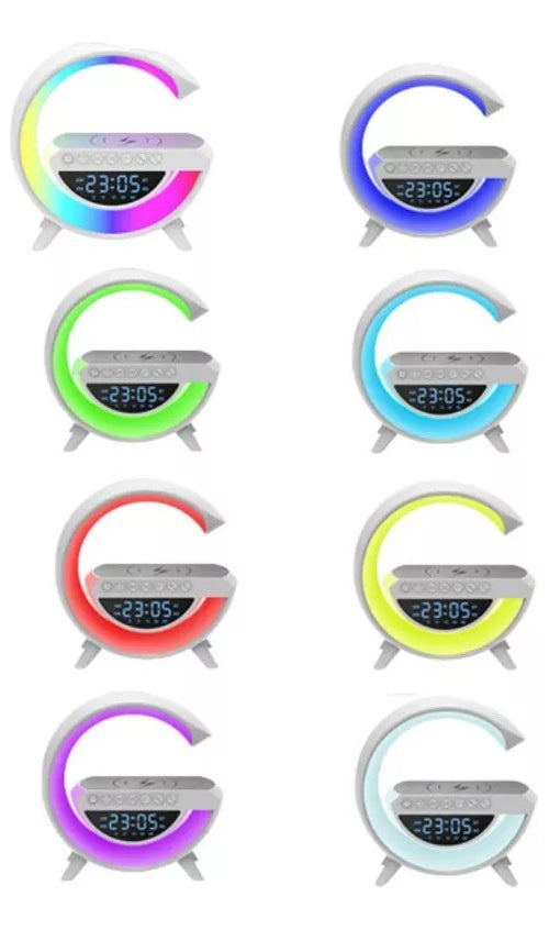 Lámpara Inteligente De Mesa Luces Bluetooth Cargador Reloj
