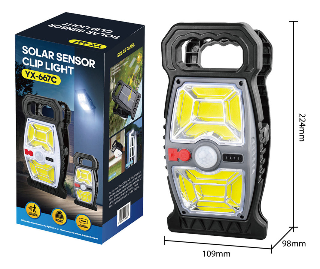 Foco Solar Con Clip Con Sensor Movimiento Camping