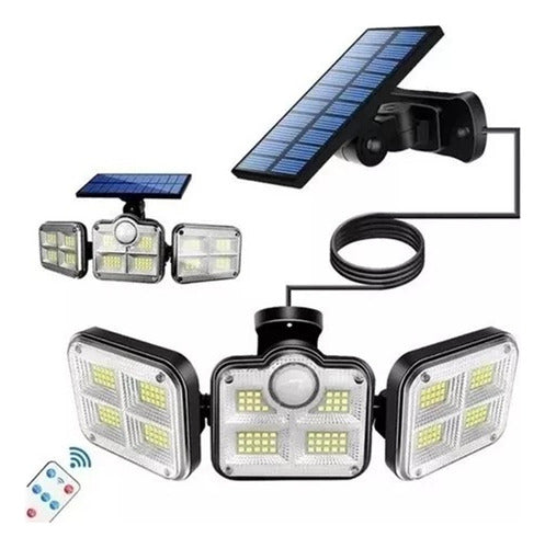 Luz Solar Foco Triple Cabezal Con Sensor De Movimientos/f226