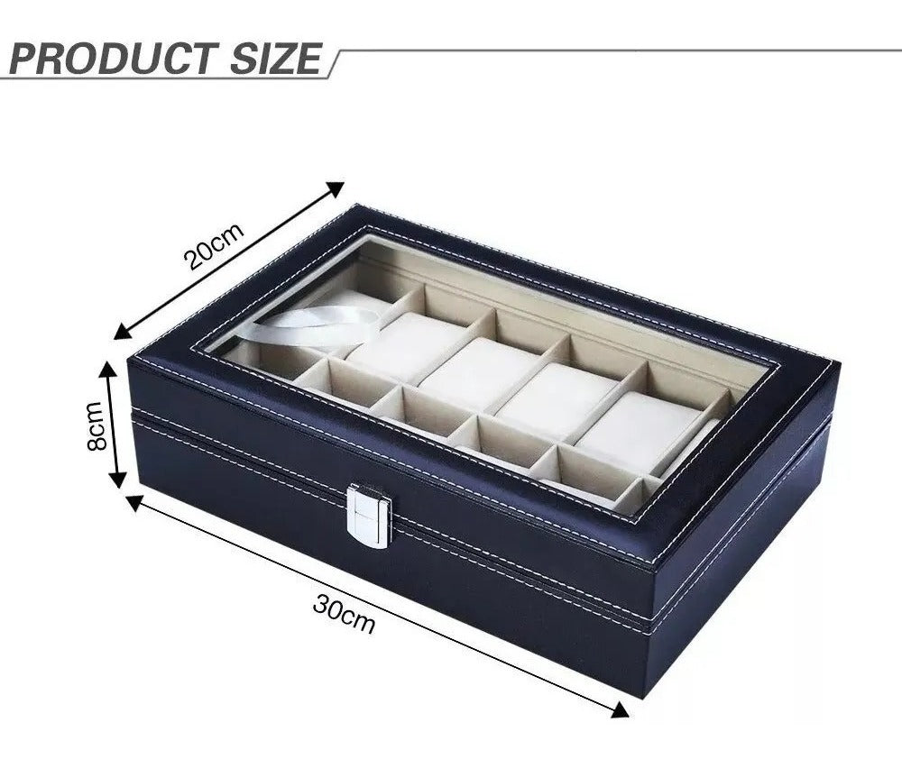 Organizador Estuche Caja 12 Relojes Exhibidor