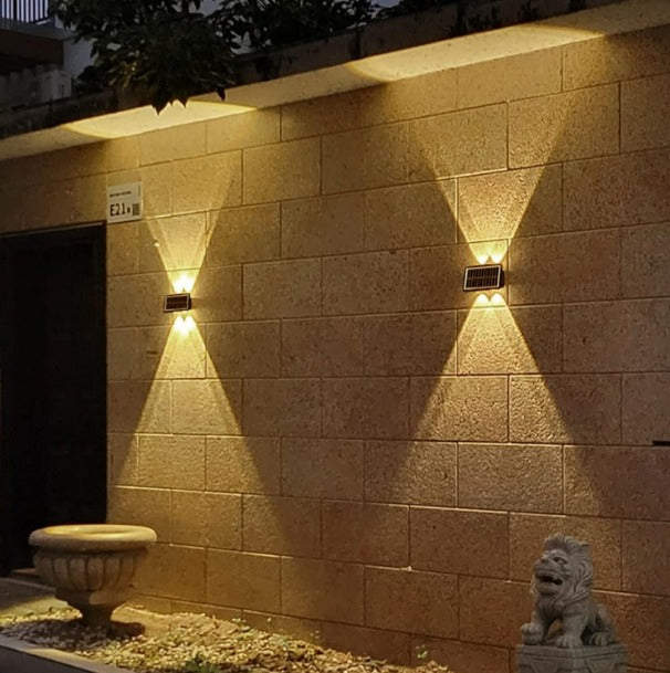 Aplique Solar Impermeable Exterior 4 Leds Calido Exterior