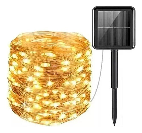 Luces Guirnalda Solar 200 Led Calidas 20 Metro
