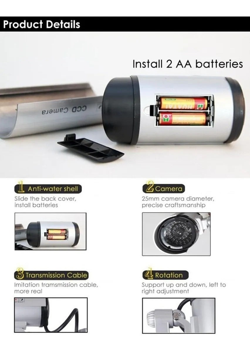 Camara Seguridad Falsa Exterior Con Luz Led Vigilancia/b277
