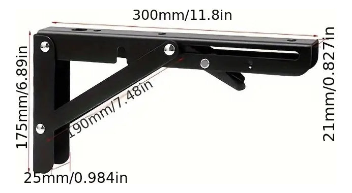 2 Bisagras Escuadra Soporte Estante Repisa Plegable 30cm
