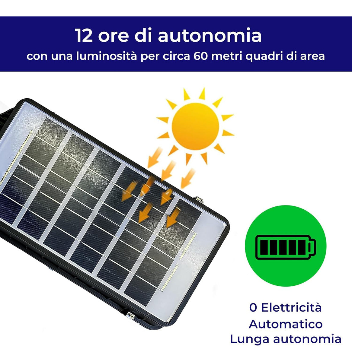 太阳能聚光灯 1200w 强力户外 LED 灯 + 白色支架