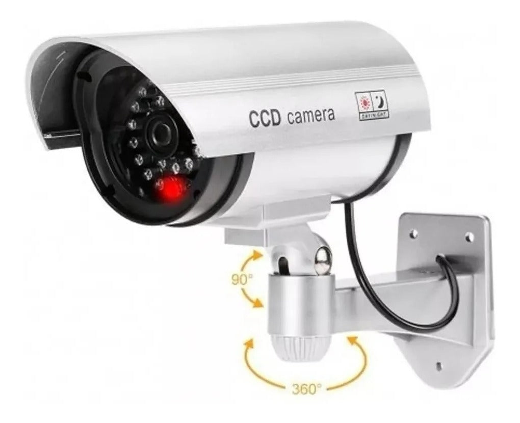 Camara Seguridad Falsa Exterior Con Luz Led Vigilancia/b277