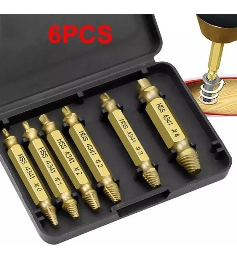 Kit 6 Extractor Remover Tornillos Pernos Rotos Rodados/j057