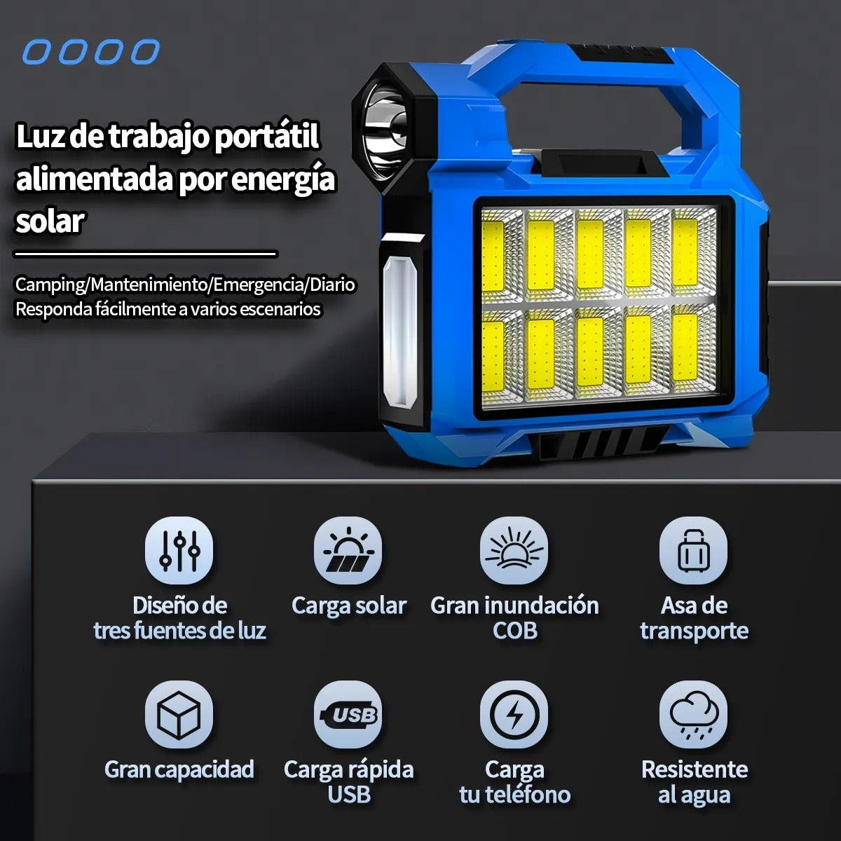Linterna Led Recargable Solar Usb Cazador Potente