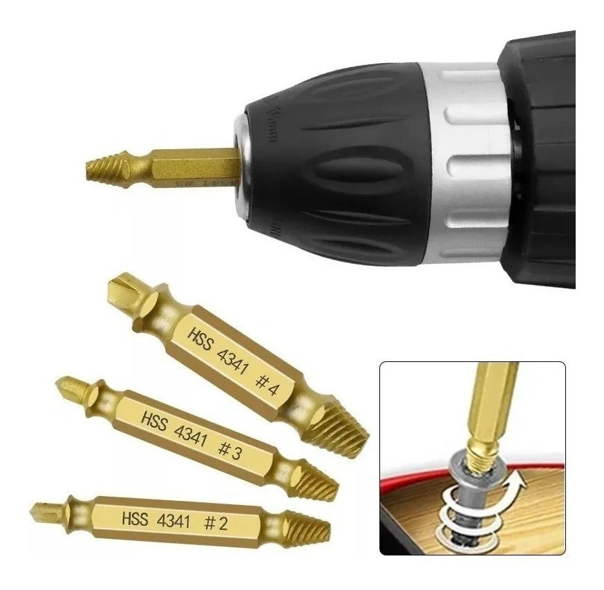 Kit 6 Extractor Remover Tornillos Pernos Rotos Rodados/j057