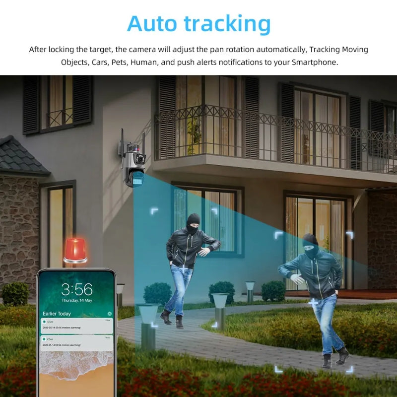 Cámara Domo Wifi Doble Lente Full Hd Con Alarma Seguimiento Hlc