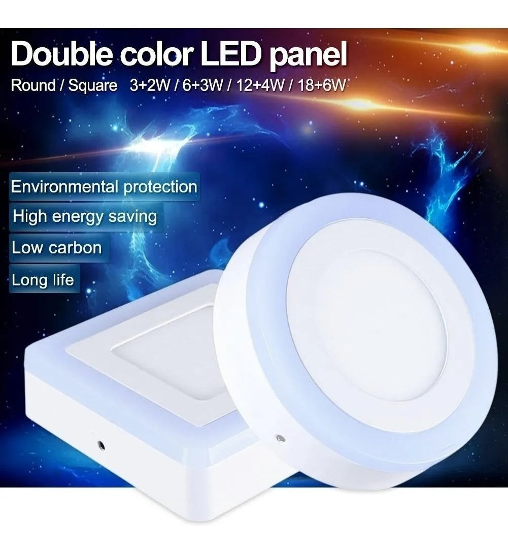 Foco Panel Led Plafón Led Bicolor Sobrepuesto 6w+3w