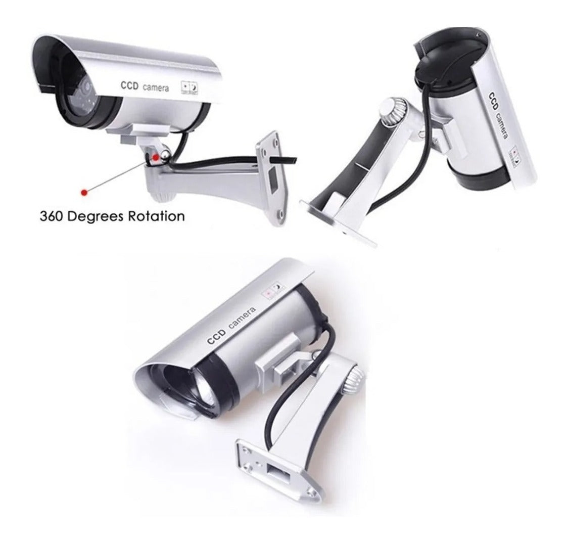 Camara Seguridad Falsa Exterior Con Luz Led Vigilancia/b277