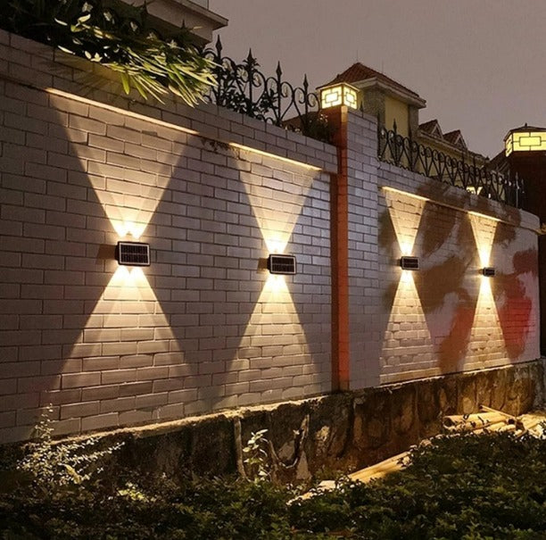 Aplique Solar Impermeable Exterior 4 Leds Calido Exterior