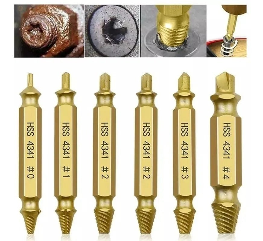 Kit 6 Extractor Remover Tornillos Pernos Rotos Rodados/j057
