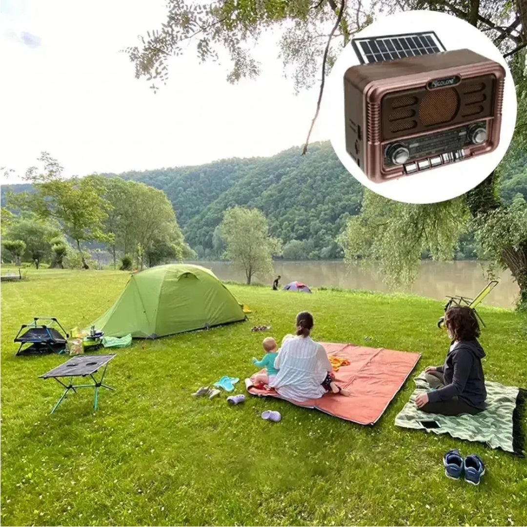 Radio Solar Con Batería Incorporada Bluetooth Mp3 Marron