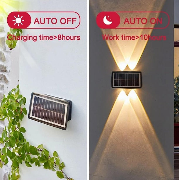 Aplique Solar Impermeable Exterior 4 Leds Calido Exterior